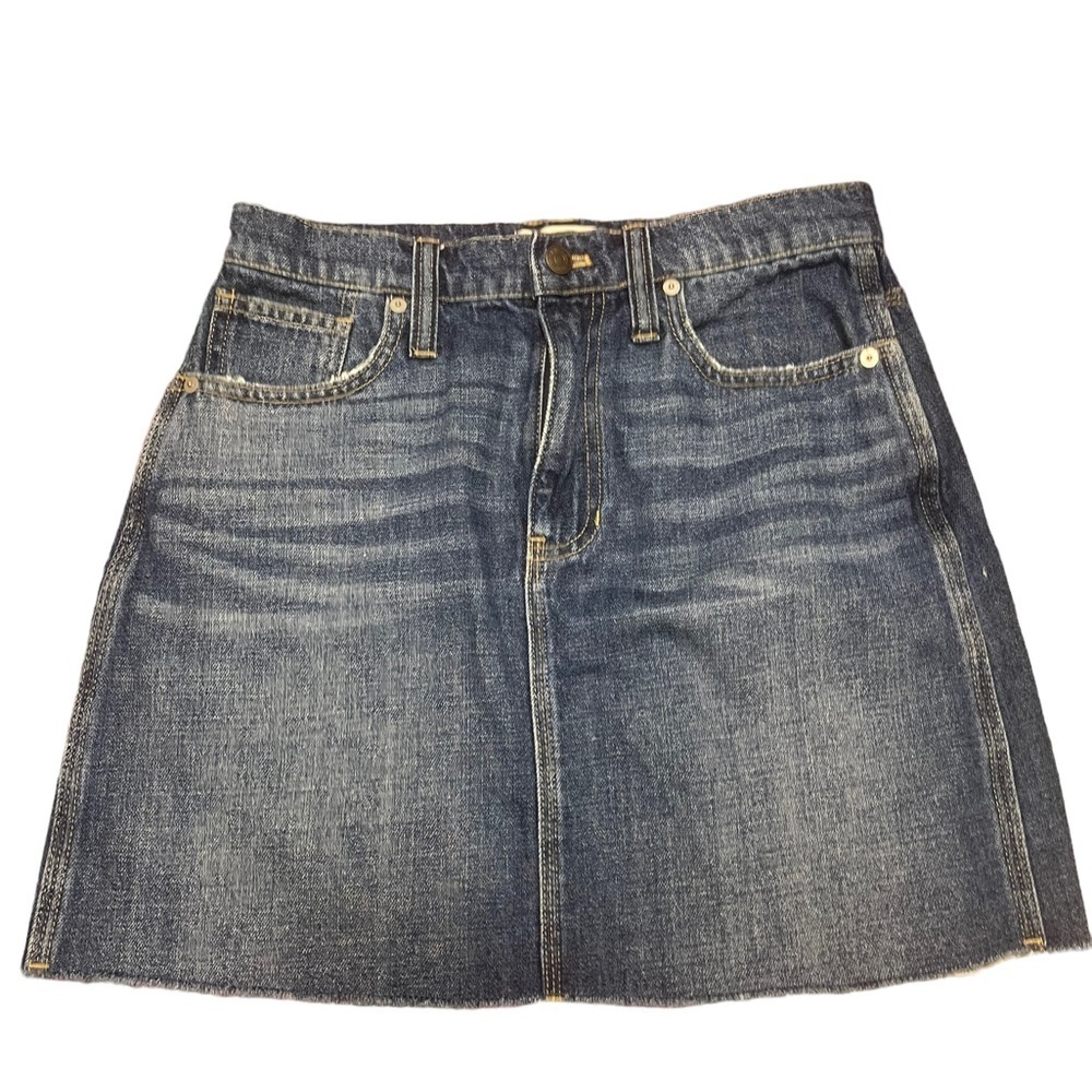 Madewell distressed raw hem denim skirt size 26 like new​​